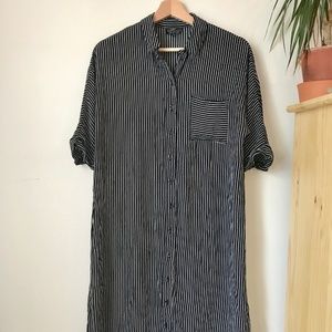 Topshop Black and White Stripe Shirt Dress